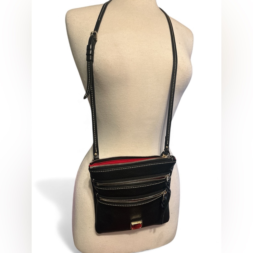 Dooney & Bourke pebble grain leather triple zip crossbody bag
